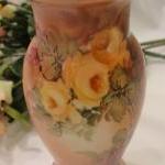 Yellow And Purple Rose Porcelain Vase From Bavaria