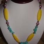 Lovely Turquoise Blue, Yellow And Pink Beads On A..