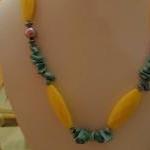 Lovely Turquoise Blue, Yellow And Pink Beads On A..