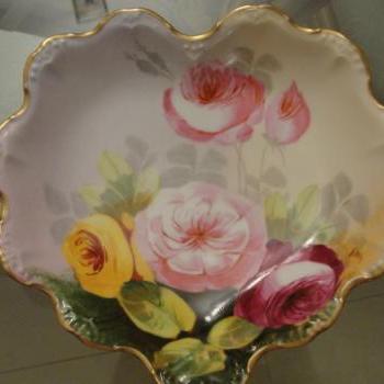 Stunning and Unique Heart Shaped Porcelain Limoges Plate Signed Antique